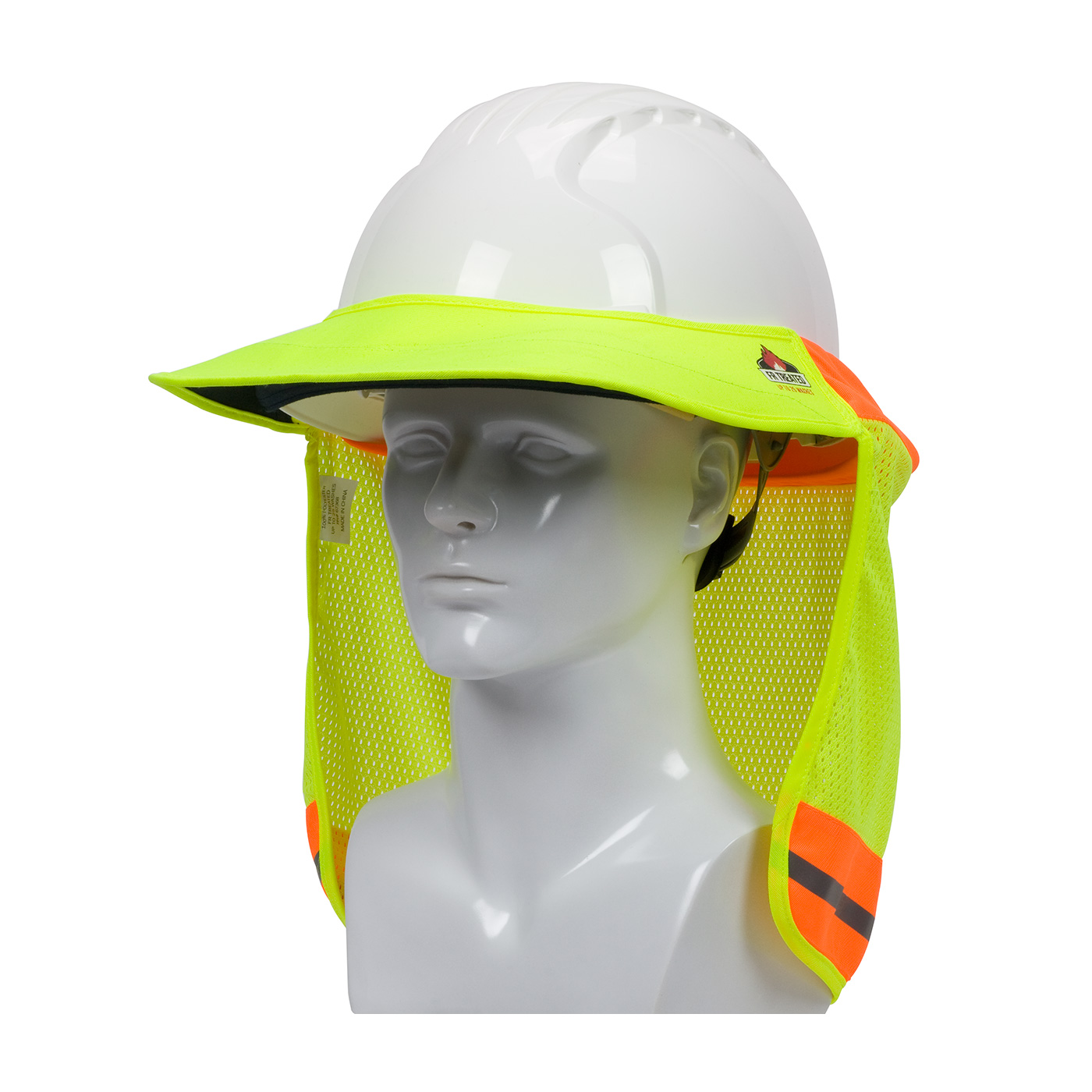 PIP 396-801FR Hi-Vis Yellow EZ-Cool Hard Hat Visor & Neck Shade FR Treated Elastic Back Reflective T