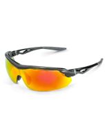 Crossfire 3968 Cirrus Safety Glasses - Red Mirror Lens - Shiny Black Frame