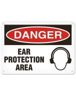 DANGER - EAR PROTECTION AREA - Plastic Sign - 10" X 14"