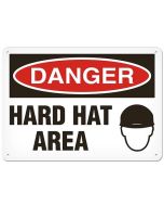 DANGER - HARD HAT AREA - Plastic Sign - 10" X 14"