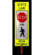 Dicke SBL1236D-S Double Sided Reflective Pedestrian Crosswalk Sign - 12"x 36" - Lime with White