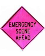 Dicke Super Bright Pink - 48" Reflective Roll Up Sign w/ Ribs - EMERGENCY SCENE AHEAD