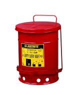 Justrite 09100 Oily Waste Can, 6 gallon, foot-operated self-closing cover, Red