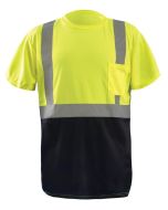 OccuNomix LUX-SSETPBK Class 2 Hi Vis Yellow Classic Black Bottom T-Shirt - Type R - Class 2 - (CLOSEOUT)