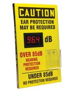 OSHA Caution Decibel Meter Sign With Ear Plug Dispenser - 20" x 12"
