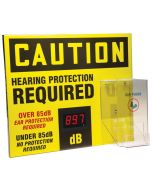 OSHA Caution Decibel Meter Sign With Ear Plug Dispenser - 20" x 24"
