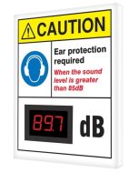 OSHA Caution Industrial Decibel Meter Sign: Ear Protection Required When The Sound Is Greater Than 85 dB - 12" x 10"