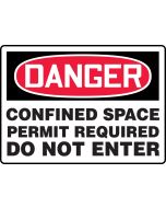 OSHA Danger Safety Sign: Confined Space - Permit Required - Do Not Enter - 7" x 10" - Plastic