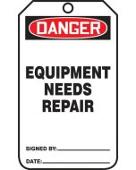 OSHA Danger Safety Tag: Equipment Needs Repair - 25 / Pack