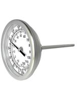 PIC Bimetal Dial Type Thermometer - 3" Dial - 18" Stem - Fixed Back Mount