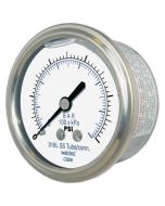 PIC Gauge 302LFW-158, 1-1/2" Dial, Glycerine Filled, 1/8" Center Back Mount Conn., Stainless Steel Case, 316 Stainless Steel Internals