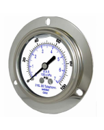 PIC Gauge 304LFW-208, 2" Dial, Glycerine Filled, 1/8" Center Back Mount w/ Front Flange Conn., Stainless Steel Case, 316 Stainless Steel Internals