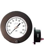 PIC Gauge 4504 Series, 4-1/2" Dial, Dry, Solid Front/Blow-Out Back Safety Case, Lower Back Panel Mount, Aluminum Case (Hinged Ring), 316 Stainless Steel Internals