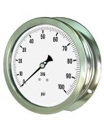 PIC Gauge 6009-4L, Heavy Duty, 6" Dial, 1/4" Lower Back, Back Flange Panel Mount Conn., Stainless Steel Case, 316 Stainless Steel Internals