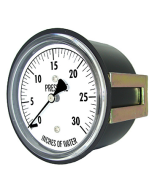 PIC Gauge LP3 Series, Low Pressure, 2-1/2" Dial, 1/4" Center Back Mount w/ U-Clamp Conn., Chrome Plated Steel Case, Brass Internals