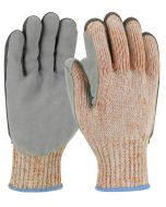 PIP 09-H550SLPV Scrap King Seamless Knit PolyKor Engineered Yarn Glove - Split Cowhide Leather Palm and Kevlar Stitching - Pair