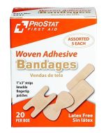 ProStat First Aid 2537 Assorted Woven Adhesive Bandages - 20 Per Box