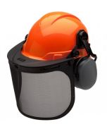 Pyramex FORKIT41 Forestry Kit - Orange Ridgeline Cap Style Hard Hat with Face Shield and Ear Muffs 