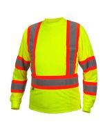 Pyramex RCLTS3110 Hi Vis Yellow Long Sleeve Moisture Wicking T-Shirts - X Back - Type R - Class 3