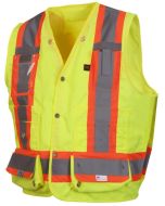 Pyramex RCMS2810SE Hi Vis Yellow Surveyor Safety Vest - Self Extinguishing - X Back - Type R - Class 2 - (CLOSEOUT)