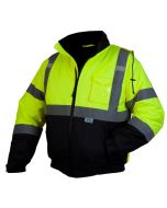 Pyramex RJ3210 Hi Vis Yellow Black Bottom Bomber Safety Jacket - Quilted Lining - Type R - Class 3