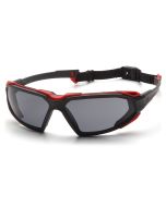 Pyramex SBR5020DT Highlander Safety Glasses - Black / Red Frame - Gray Anti-Fog Lens