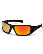 Pyramex Velar SBRF10445D Safety Glasses - Black / Red Frame - Ice Orange Mirror Lens