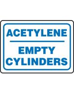 Safety Sign: Acetylene - Empty Cylinders - Plastic - 10" x 14"