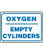 Safety Sign: Oxygen - Empty Cylinders - Plastic - 10" x 14"