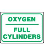 Safety Sign: Oxygen - Full Cylinders - Plastic - 10" x 14"