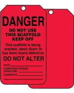 Scaffold Status Safety Tag: Danger- Do Not Use This Scaffold- Keep Off - 5 / Pack