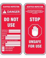 Scaffold Status Safety Tag: Danger Scaffold Incomplete Unsafe For Use - 25/Pack
