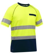 PIP Bisley Hi Vis Yellow ANSI Type R Class 2 Short Sleeve T-Shirt with Navy Bottom