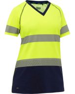 PIP Bisley Hi Vis Yellow ANSI Type R Class 2 Women's Short Sleeve T-Shirt with Navy Bottom