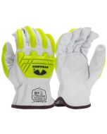 Pyramex GL3008CKB Premium Grain Goatskin Leather Driver Gloves - HPPE 360 A7 Cut Liner / Impact Rating 2 - Pair