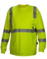 Pyramex RLTS3310 Hi Vis Yellow Safety Shirt - Long Sleeve - UPF 30+ - Segmented Reflective Striping - Mic Tabs - Front Pocket - Type R - Class 3 