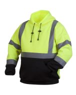 Pyramex RSSH3210T Hi Vis Yellow Black Bottom Pullover Safety Sweatshirt with Hood - Tall - Type R - Class 3