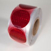 3" Red Reflex Reflective Stick-On Reflectors - 50 Per Roll 