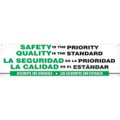 Bilingual Safety Banner: Safety Is The Priority - Quality Is The Standard - 28