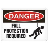 DANGER - FALL PROTECTION REQUIRED - Plastic Sign - 10" X 14"