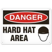 DANGER - HARD HAT AREA - Plastic Sign - 10" X 14"