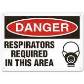 DANGER - RESPIRATORS REQUIRED IN THIS AREA - Plastic Sign - 10" X 14"