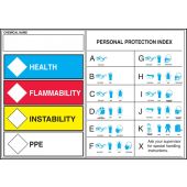 HMCIS Safety Label - Health Flammability Instability PPE - (PPE Index)