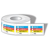 HMCIS Safety Label - Health Flammability Instability PPE - 4" x 4" - 250 Roll 