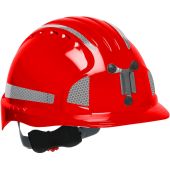 JSP Evolution 6151 Deluxe Mining Helmet Cap Style with CR2 Reflective Kit - 6 Pt Ratchet Suspension - Red - (CLOSEOUT)