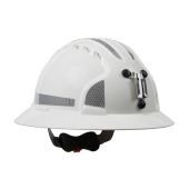 JSP Evolution 6161 Deluxe Mining Helmet Full Brim Style with CR2 Reflective Kit - 6 Pt Ratchet Suspension - White - (CLOSEOUT)