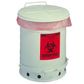 Justrite 05910 Biohazard Waste Can - 6 Gal. Foot Operated - White