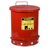 Justrite 09500 Oily Waste Can, 14 gallon, foot-operated self-closing cover, Red
