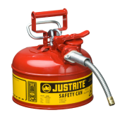 Justrite 7210120 Type II AccuFlow Steel Safety Can For Oil,1 Gallon,5/8" Metal Hose
