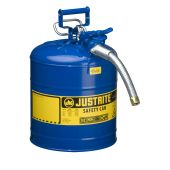 Justrite 7250330 Type II AccuFlow Steel Safety Can for Kerosene, 5 gallon, 1" metal hose, Blue